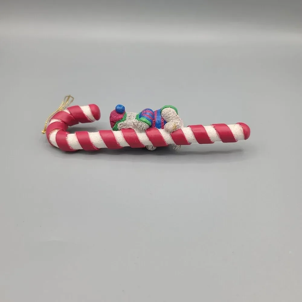 Christmas Ornament Dog Climbing Candy Cane Peppermint Stick